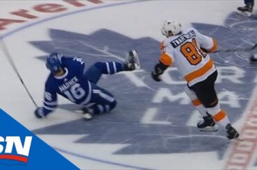 Mitch Marner Falls Awkwardly On Leg, Forced To Leave Game