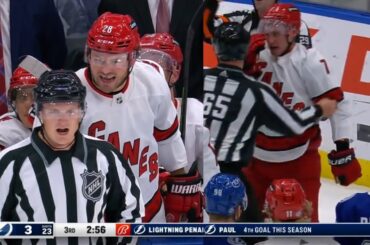 Carolina gets two game misconducts, Lemieux shouts F bombs to ref