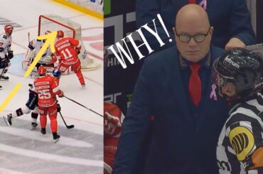 Sportin avausmaali hylkäykseen: HIFK-vahti Roope Taponen viittoi heti tuomaristoon päin