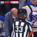 Dylan Cozens and Vladimir Tarasenko express frustration at each other
