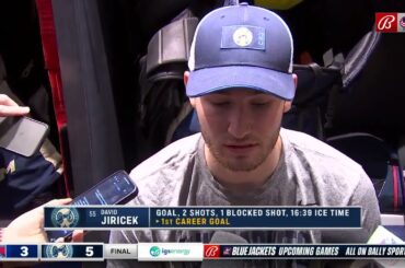 David Jiricek speaks on his first career NHL goal