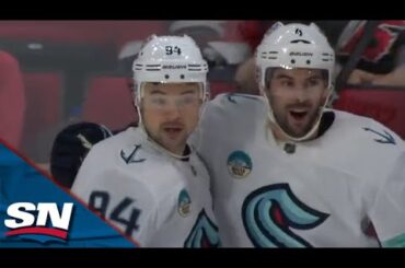 Kraken's Devin Shore Knocks Pass Out of Mid-Air Before Scoring Sweet Breakaway Goal