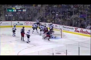NHL Hat-Trick: Jeff Carter Amazing Between The Legs Deflection vs San Jose - Fs Ohio