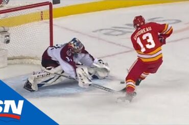 Philipp Grubauer Sticks Out Skate To Deny Gaudreau On Penalty Shot