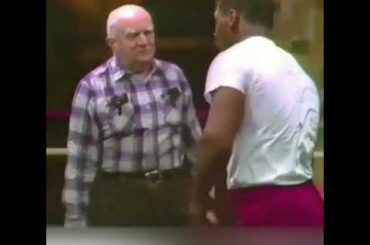 Mike Tyson training with fight manager Cus Damato in the Catskills Mountains of New York