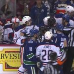 Zack Kassian mocks Sam Gagner's face shield