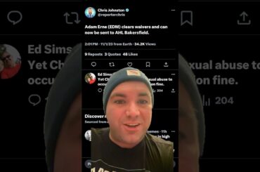 Adam Erne clears waivers and the Edmonton Oilers assign Sam Gagner to the active roster