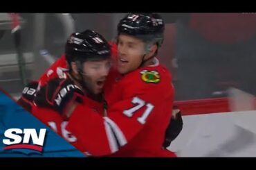 Jason Dickinson Threads The Needle To Set Up Taylor Hall's First Goal With Blackhawks