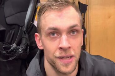 Jan Rutta on his icebreaking goal vs. Kings