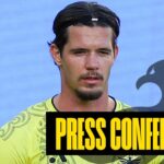 Oskar Zawada speaks to media after scoring a hat-trick against the Brisbane Roar