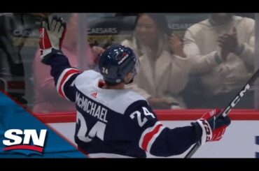 Capitals' McMichael Makes Sweet Move on Breakaway to Beat Bobrovsky for Shorthanded Goal