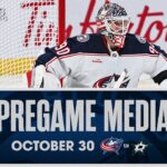 Boone Jenner, Zach Werenski & HC Pascal Vincent preview matchup vs. Stars | Pregame Media (10/30/23)