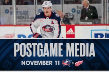 Zach Werenski, Adam Fantilli, Patrik Laine and Head Coach Pascal Vincent | Postgame Media (11/11/23)