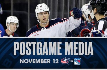 Head Coach Pascal Vincent, Sean Kuraly, Justin Danforth and Adam Fantilli| Postgame Media (11/12/23)