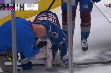 Artturi Lehkonen goes head first into the boards