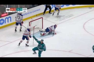 Nikita Okhotiuk assists on Hertl's goal vs Oilers (9 nov 2023)