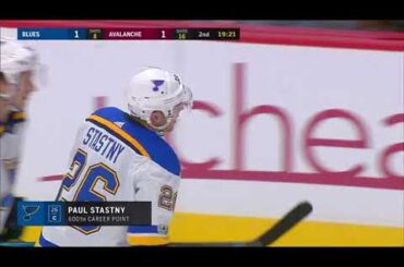 Vladimir Tarasenko assists on Paul Stastny NHL 600th point (2017)