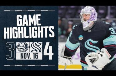 New York Islanders vs. Seattle Kraken | 11/16 Game Highlights