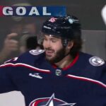 Kirill Marchenko scores vs Stars after Voronkov's blockshot (9 nov 2023)