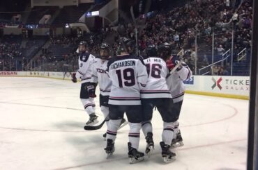 Deflection goal SLO-MO UConn Men's Hockey vs UMass Lowell 12/3/2016
