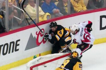 Schultz exits game after Hoffman takes him awkwardly to the boards