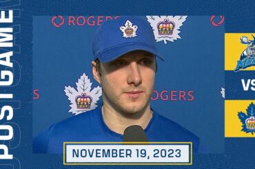 Toronto Marlies Media Availability | Postgame vs Manitoba Moose | November 19, 2023