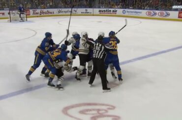 Rasmus Dahlin Hits Brad Marchand and a Scrum Ensues