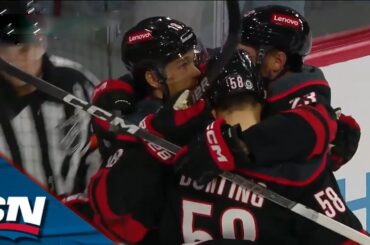 Jesper Fast and Jack Drury Score Just 35 Seconds Apart to Give Hurricanes Early Lead Over Oilers