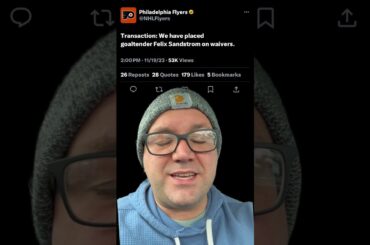 Philadelphia Flyers waive third goaltender Felix Sandstrom