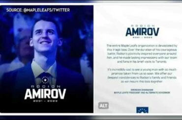 Toronto Maple Leafs prospect Rodion Amirov dies at age 21 - Brain Tumor