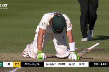 Pucovski struck, retires hurt late on day three | India's Tour of Australia 2020