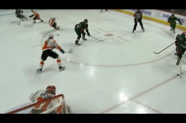 Nino Niederreiter breaks the ice with a one-timer 12 seconds in