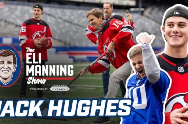 Jack Hughes Drills 50-yard Field Goal with Hockey Puck 👀  | The Eli Manning Show