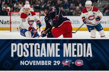 Boone Jenner, Zach Werenski, Patrik Laine and Head Coach Pascal Vincent | Postgame Media (11/29/23)