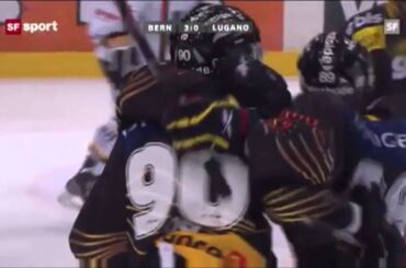 Roman Josi First Goal for SC Bern in Switzerland during NHL Lockout | SC Bern vs HC Lugano 9/29/12