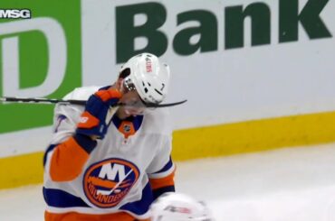 Nick Ritchie Gets Stick Stuck In Jordan Eberle's Visor