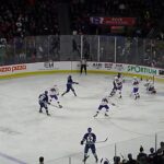 Laval Rocket's Charlie Lindgren makes a great glove save vs. Utica Comets' Francis Perron 11/23/19