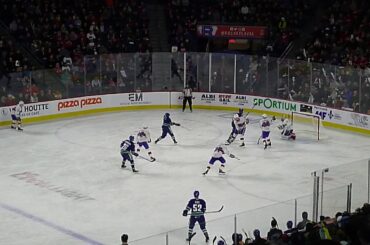 Laval Rocket's Charlie Lindgren makes a great glove save vs. Utica Comets' Francis Perron 11/23/19