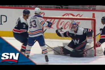 Oilers’ Nugent-Hopkins Displays Unreal Patience Before Batting Puck Into Net Out of Mid-Air