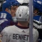 Max Domi Crosschecks Matthew Tkachuk Causing Scrum Then Domi Punches Sam Bennett