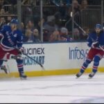 Chris Kreider Hits Alex Debrincat And Debrincat's Face Goes Into The Boards