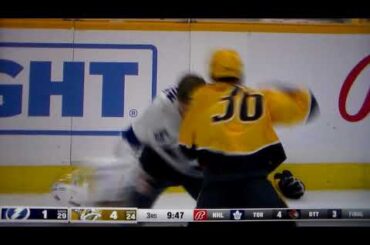 NHL hockey fight - Cole Smith(Predators) vs. Austin Watson(Lightning)