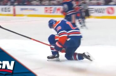 Oilers' Zach Hyman Spins And Crashes The Net To Wrap It Around Pyotr Kochetkov