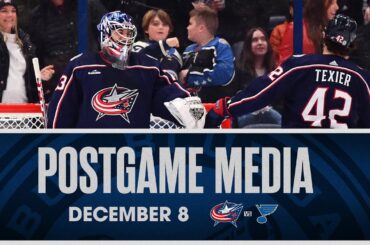 Jet Greaves Earns FIRST NHL WIN as Blue Jackets Down St. Louis Blues, 5-2 | Postgame Media (12/8/23)