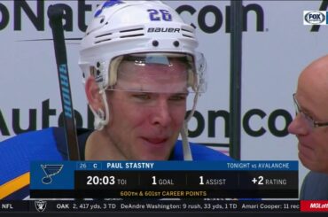 Paul Stastny on picking up his 600th point in Colorado