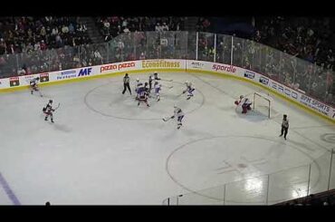 Turner Elson of the Hartford Wolf Pack scores vs. the Laval Rocket 12/8/23