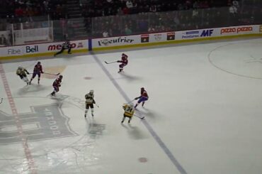 Laval Rocket's Cayden Primeau makes a big save vs. Wilkes-Barre/Scranton Penguins' Drake Caggiula