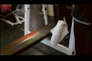 Brent Burns works out in the Wild Locker room with fans