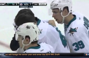 Hertl hit by puck while on the bench