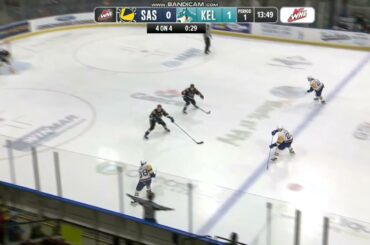 Jordan Keller and Trevor Wong work the 2-man game as Keller finishes it with a goal.